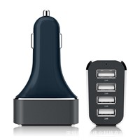 4 USB Ports Car Charger with 9.6A Output, 2.4A Max Output for Single USB Port, Blue LED Indicator