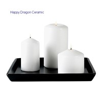 Black Ceramic Pillar Candle Trays, candle holders, candle stand