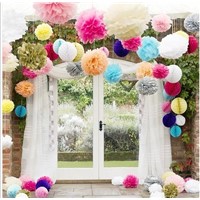 Party Outdoor Decoration Tissue Handmade Paper Pom Poms Flowers