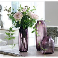 Purple Stripe Transparent Glass Vase