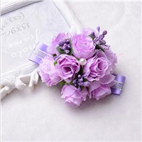 Purple Artificial Rose Wrist Corsage
