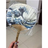 Promotion paddle fan with bamboo handle