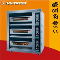 stainless steel three layers six trays electric deck oven for small bakery
