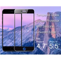 Silicone covered edge 2.5D 0.3mm tempered glass screen protector for iphone 6
