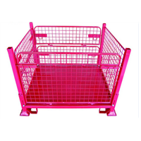 Warehouse stacking wire mesh storage collapsible bin