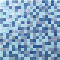 Mosaic 15x15mm square blue blend hot melt glass mosaic