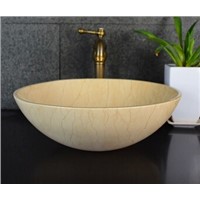Sunny yellow marble vessel sink