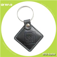 rfid customed Laser logo luxurial leather  keychains for Campus (gyrfidstore)
