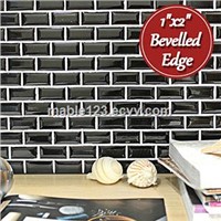 1"x2" glossy black  Bevelled edge wall mosaic