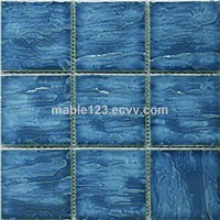 Blue-grey  porcelain mosaic 4''x4'' wave design