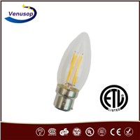E12 Dimmable 4W Chandelier Flame Tip Clear Glass LED Filament Bulbs