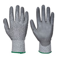 Grey PU Coated HPPE Cut Resistant Gloves