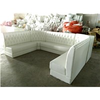 U shape Customized restaurant booth Seating in white vinyl leather