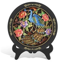 Wholesale wood  craft Southeast AsiaThailand and indian peacock plate activated carbon carvings