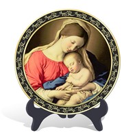 Handmade wood craft religious Catholic Christian blessed Virgin Mary and baby Jesus