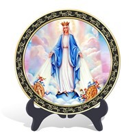 Religious Catholic Assumption of  Virgin Mary plate activated carbon craft
