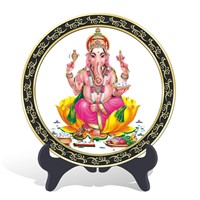 Religious Thailand and Indian Hindu God Ganesha plate wooden crafts for home decoration