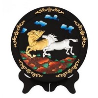Decorative Business gift win instant success animal horses plate activated carbon carving craft