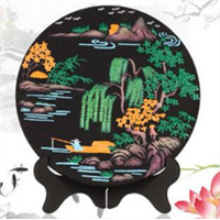 Home decorations fishing under the willow tree plate activated carbon carving craft