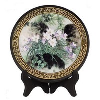 Home decorations classic style quiet and beautiful flowers plate activated carbon carving craft