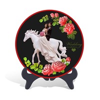 Wedding decorations and gift bridegroom and bride plate activated carbon carving wood craft