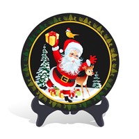 Home decorative Father Christmas holiday gift plate activated carbon carving craft