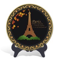 Home decor souvenir gift items famous scenic spots France Paris Eiffel Tower plate carving craft