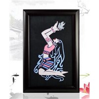 Home decor wall hanging young girl solid wood photo frame embossment activated carbon carving craft
