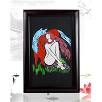Home wall hanging naked lady solid wood photo frame embossment activated carbon carving craft