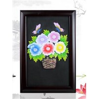 Wall hanging flowers blossom solid wood photoframe embossment activated carbon carving craft