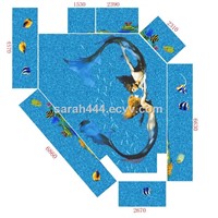 Glass mosaic patterns for bottom swimming pool