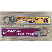 Wholesale QATAR Airways Doha Airline Remove Before Flight Style Embroidered Keyring