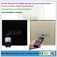 EU Wifi APP Remote Control Or RF Remote Control Curtain Touch Switch With Crystal Glass Panel