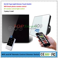 EU/UK Standard Wi-Fi Remote Control or RF Remote Control Light Dimmer Touch Switch With Glass Panel