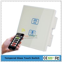Topsmart UK Standard 2 Gang 1 Load Wi-Fi Remote Touch Curtain Switch With Tempered Glass Panel