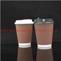 Customized Logo 12oz Disposable ripple wall milk cup
