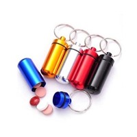Aluminum metal pill box with key chain travel pill box and pill cutter