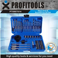 56Pcs Portable Drill and Screwdriver Bit Set with tool case