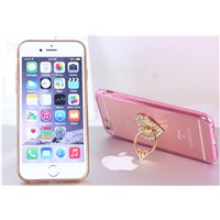 TPU transparent case for iphone with ring stand and diamond