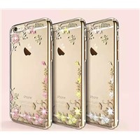 secret garden tpu case for iphone 6/6 plus with plating and colored diamond