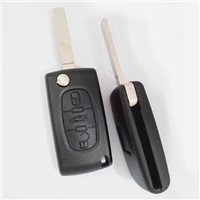 peugeot 307 3 button flip folding remote key shell FOB key blank case with battery place