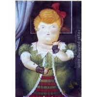 Woman With A Red Bow by Fernando Botero Oil Painting Reproduction on Canvas