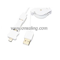 Triad multi-function retractable mobile phone charge cable