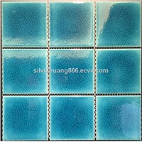 Green 3'x3' Ice crackled glazed swimming pool tile