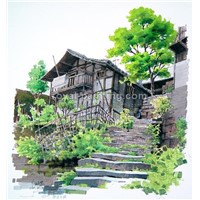 water color painting landscape handpainted realistic painting