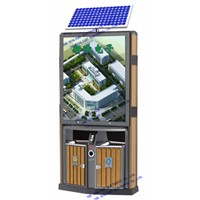 Solar-Powered Ecological Litter-bin with Revolving Print Advertisements