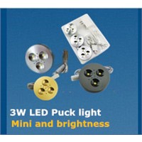 DC12V Round LED Puck Light 3W with 5.5 female DC connector
