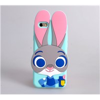 Hot Selling Lovely Silicone Smart apple Phone Case  5/6plus 3d cartoon rabbit silicone phone case