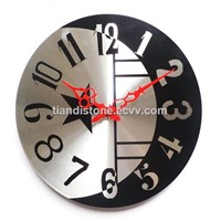 Metal Round Silver with Black Color Wall Clock