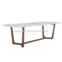 Modern Style Natural Marble Dining Table with Ash Solid Wood Leg